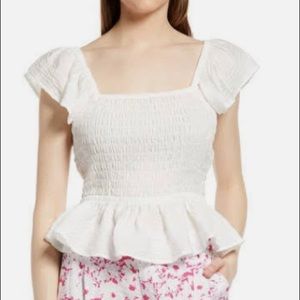 Nordstrom Open Edit Smocked Peplum Top M